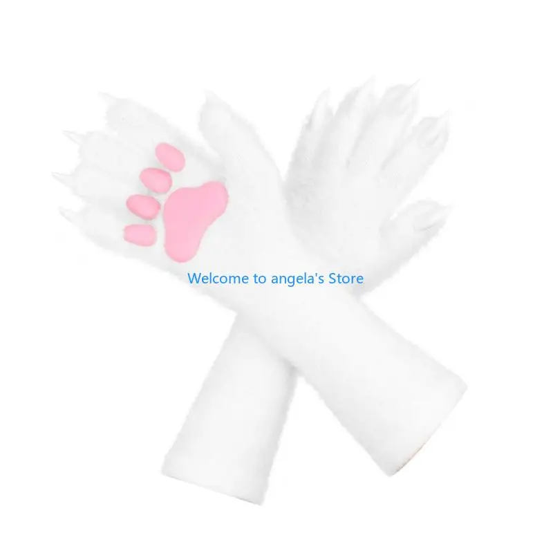 X4YC Silicone Long Gloves With Detailed Nails Pad And Comfortable Inner Layer Perfect For Costumes Parties