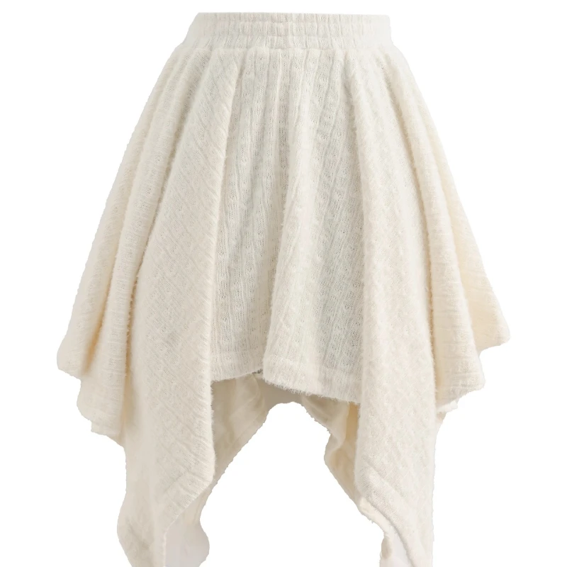 Autumn Winter New Sweet Design Plush High Waist Women's Skirt Korean Fashion Personality Versatile Irregular A-line Skirts Girl