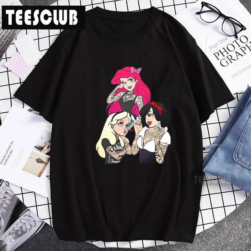 

Летние элитные брендовые хлопковые мужские и женские футболки с графическим принтом принцессы в стиле панк, модная уличная модная одежда с короткими рукавами