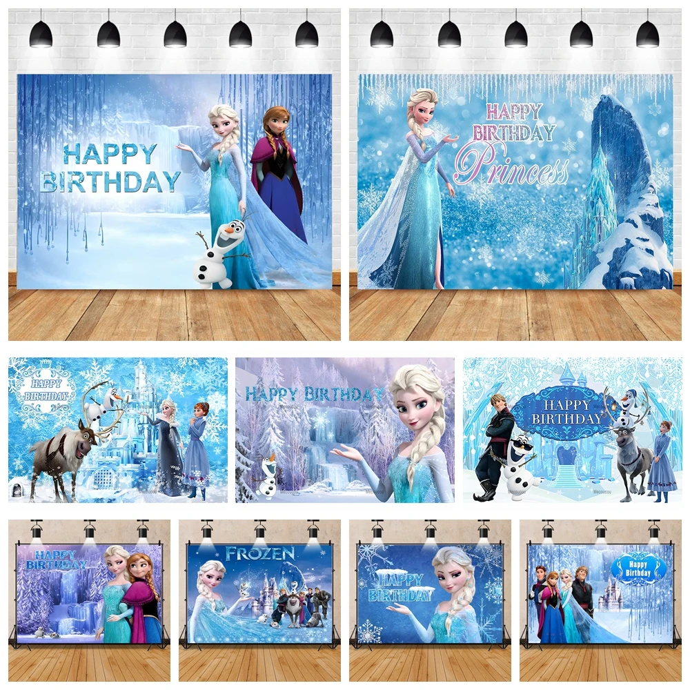 

Disney's "Frozen" Elsa Anna Princess Backdrop Custom Ice And Snow Castle Girl Birthday Party Baby Shower Decoration Supplie Prop