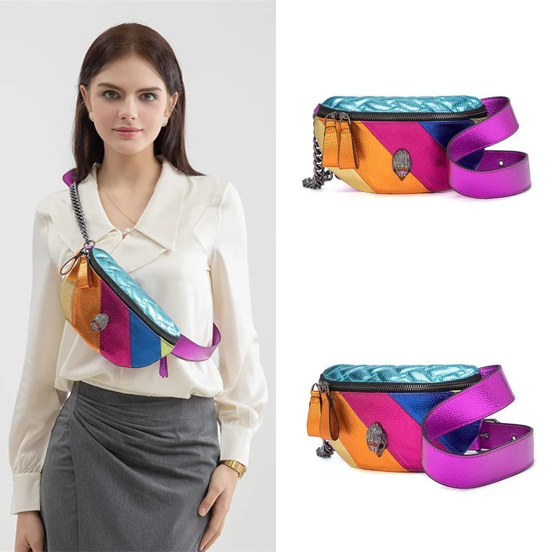 

Хит продаж, модные женские сумки, Курт г, голова Орла, радуга, пэчворк, цвет, мягкая искусственная кожа, нагрудная сумка через плечо, Женская поясная сумка