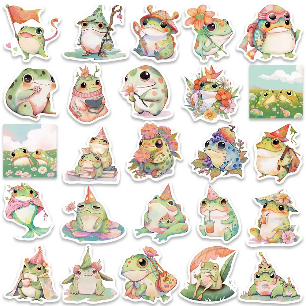 50pcs Colorful Frog and Toad Stickers Waterproof Decals DIY Car Diary Scrapbook Gift Cards Laptop Refrigerator Vinyl Sticker