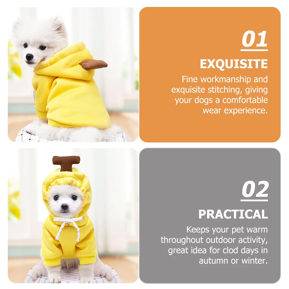 

Banana Sweatshirt Dog Clothes Small Sweater Outfits Pet Costume Hoodie for Puppy