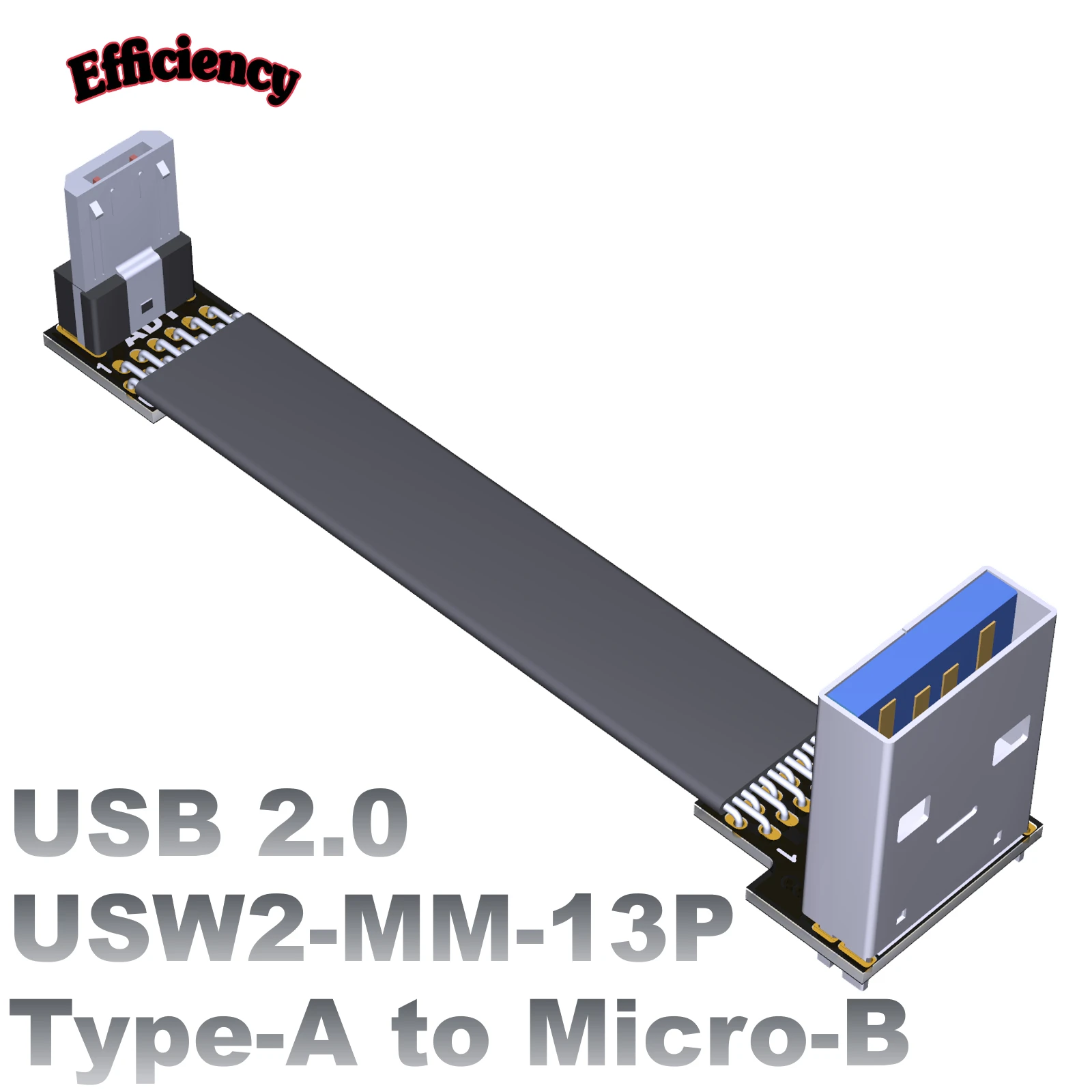 Micro USB 2.0 Tipo A Macho para Micro B Macho, Cabo de Dados de Alimentação FPV Plano, Ângulo reto, Duplo ângulo, Dobre 90 Cord