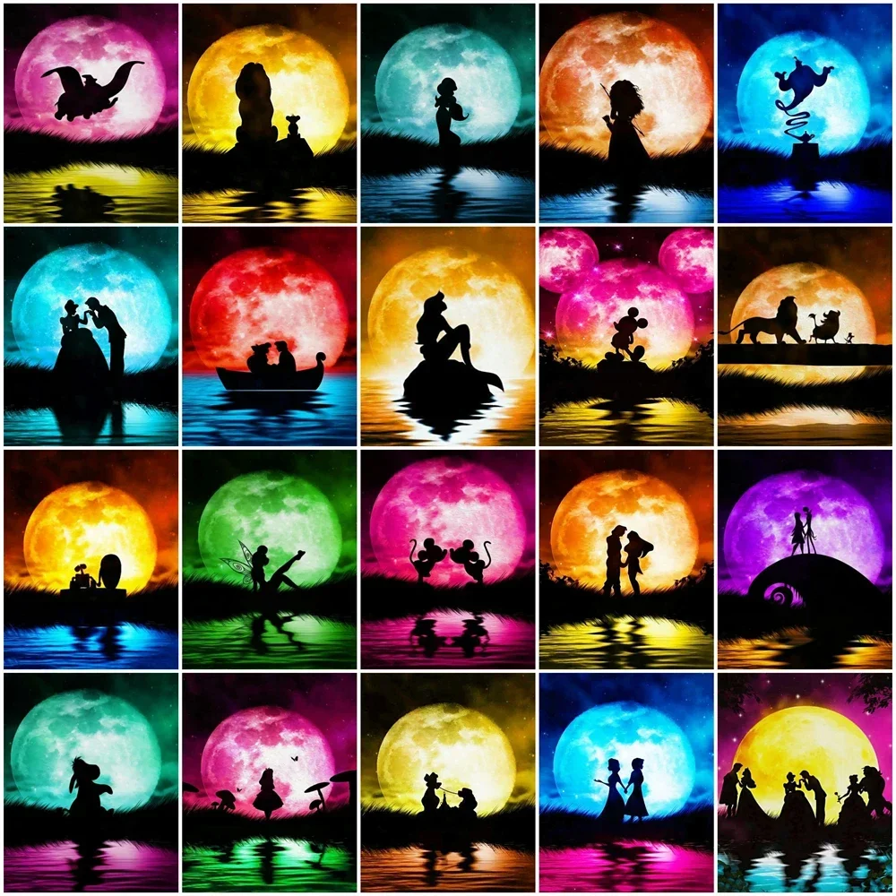 Disney Mickey Mouse princesa pintura de diamante mosaico de refracción bordado de Luna Kit de punto de cruz regalos del Rey León para niños