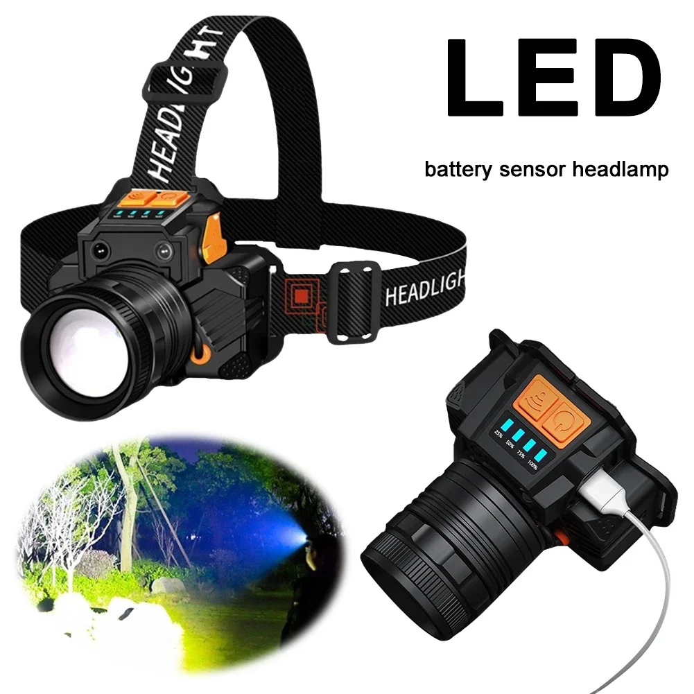 LED Induction Headlamp Portable Work Light USB Rechargeable Multifunctional Head Torch LED Head Flashlight for Camping Hiking