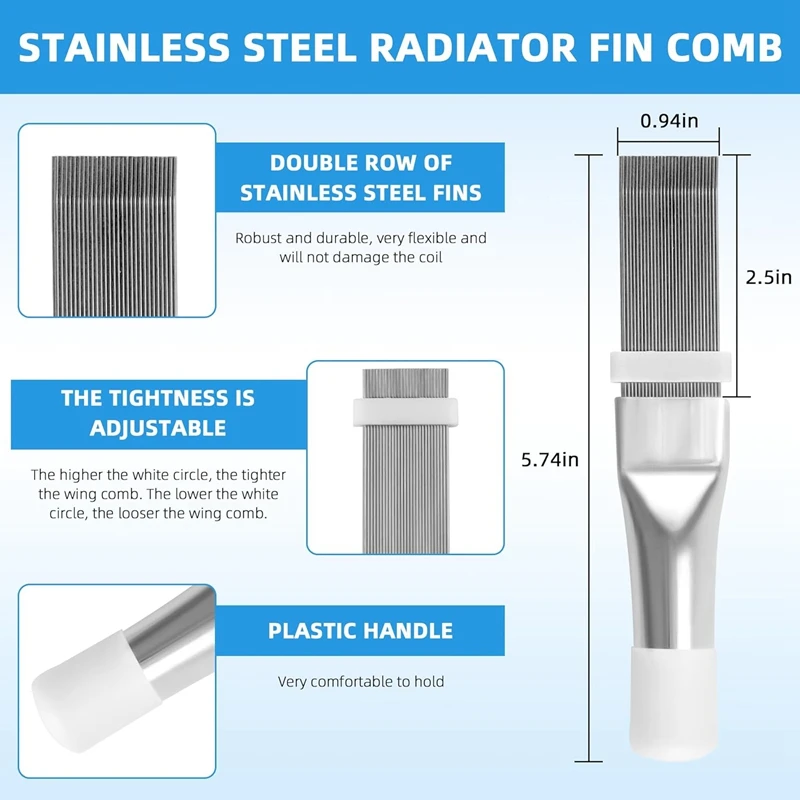 5 Piece Air Conditioner Fin Cleaner Set As Shown Plastic+Metal FCR6 Fin Comb Condenser,Air Outlet Cleaner Evaporator Radiator