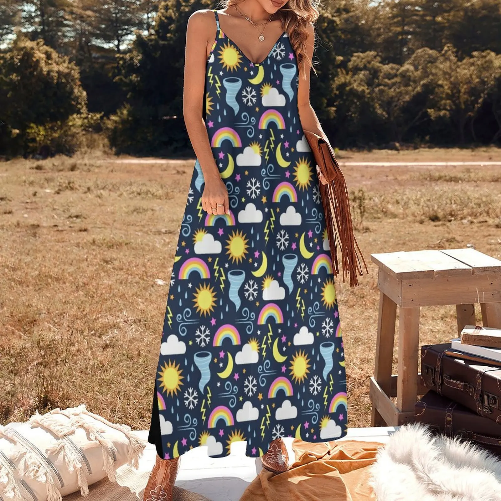 Weather Forecast Sleeveless Long Dress summer dresses Party dresses for women Dress