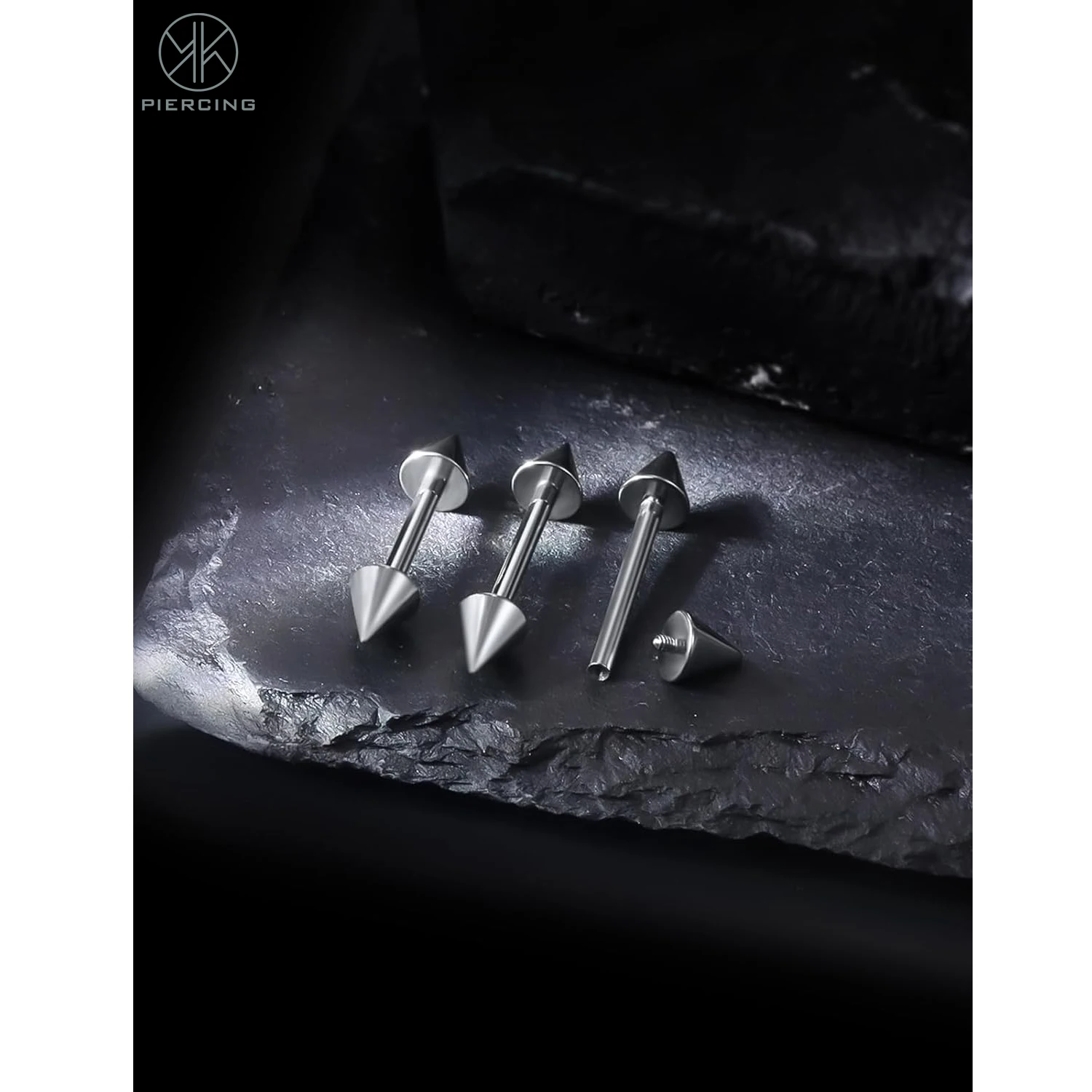 2pcs 14G F136 Titanium Internally Threaded Spike Nipple Rings Bridge Piercing Jewelry For Women Men Straight Bar Length 12-38mm