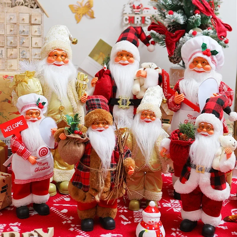 

New Christmas Decorations12Standing Santa Claus Figurine Creative Christmas Backpack Elderly Christmas Gift