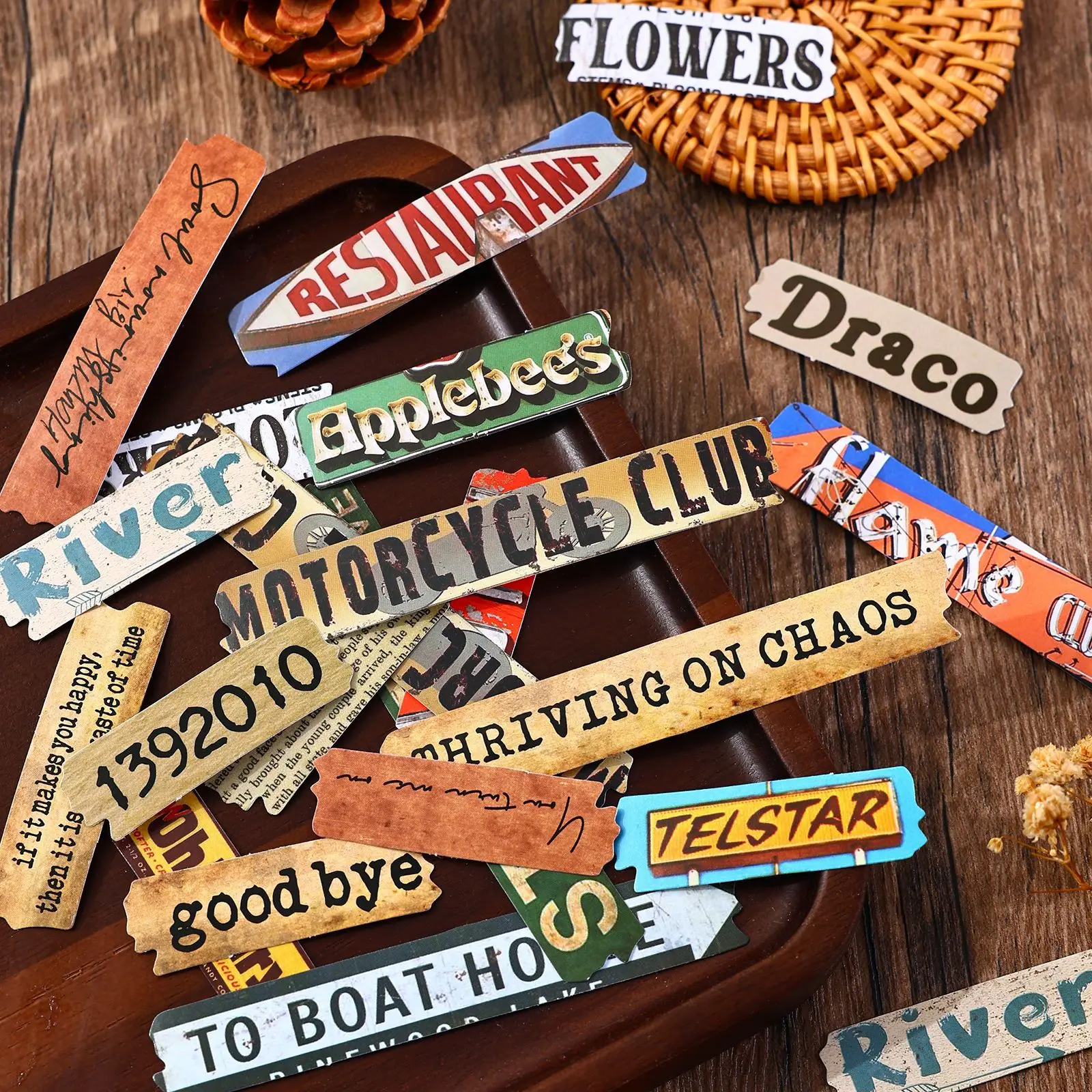60pcs Vintage quotes English words and phrases small strips decorated stickers Creativity DIY Diary Scrapbooking material