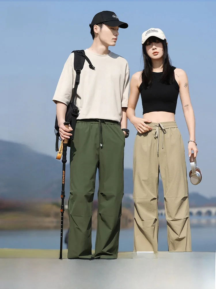 

Outdoor Hiking Men's Cargo Pants Spring Summer New Style Drawstring Sun Protection Straight Leg Travel Binding Rope Workwear