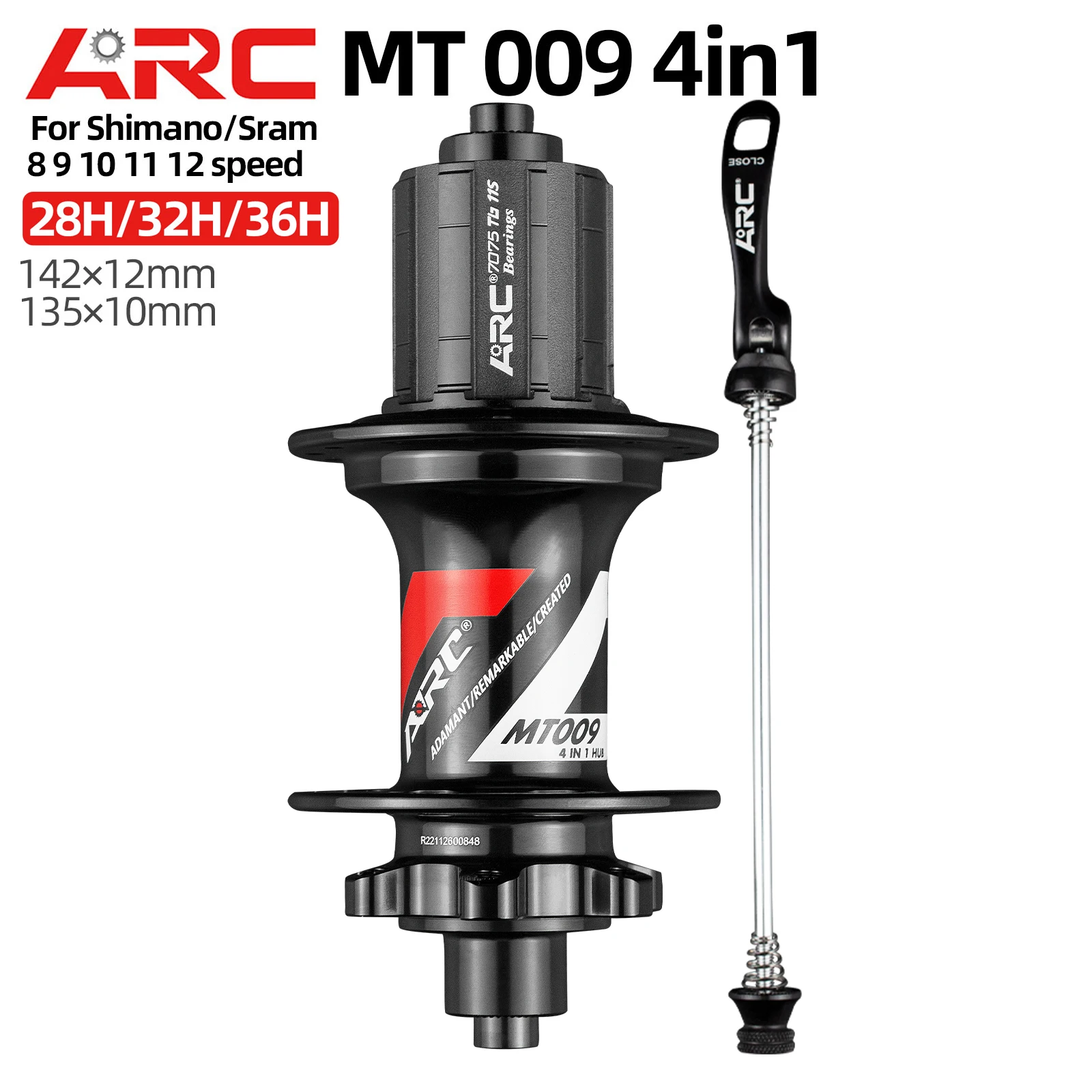 Arc-マウンテンバイクリアハブ,mt009,nbk,k7,mt009,mtb,28, 32, 36穴,hg,ms,xd,フリーハブ,10, 135mm, 12自転車ハブ142mm, 11, 12スピード