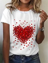 Love Heart Printing Women T-Shirts Wedding Love Gifts for Couples Unisex Matching Lovers Clothes Girlfriend Personalized T Shirt