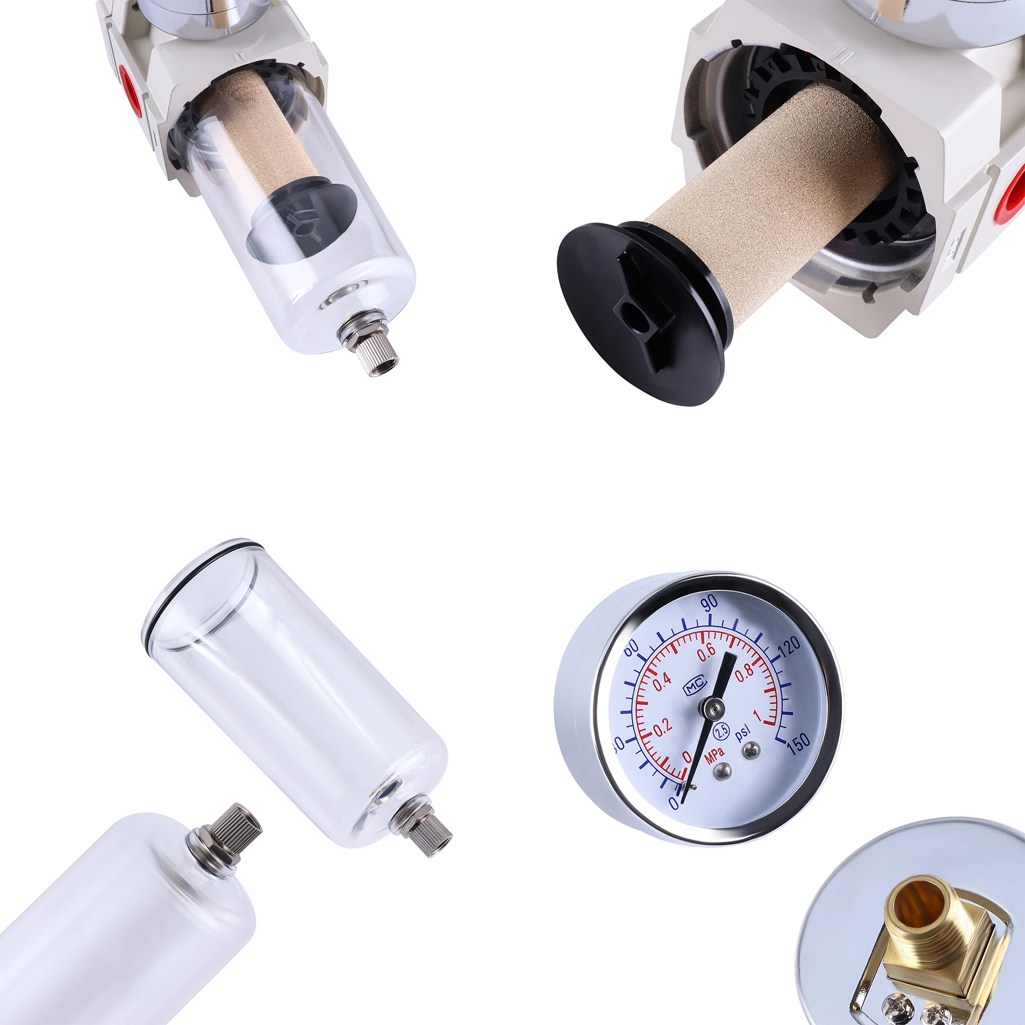 Regulator Filter pneumatik AW2000-02, AW4000-04, Regulator Filter udara tekan pneumatik dengan alat pengukur udara