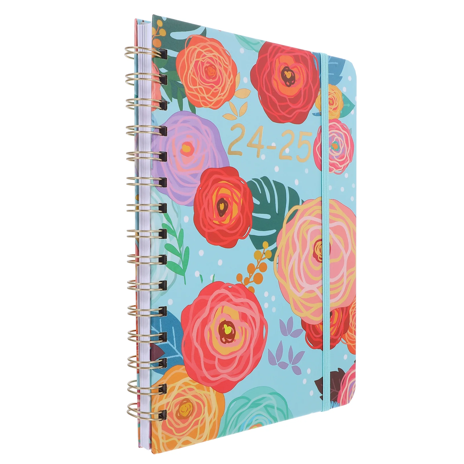 Calendario de cuaderno 2024 -2025, planificador de profesores, flores en espiral, papel mensual semanal, suministros escolares de trabajo para estudiantes académicos florales