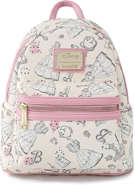 Mochila Disney-Loungefly, bolsa de lazer conveniente, beleza e fera, princesa Bell, menina e menino, novo