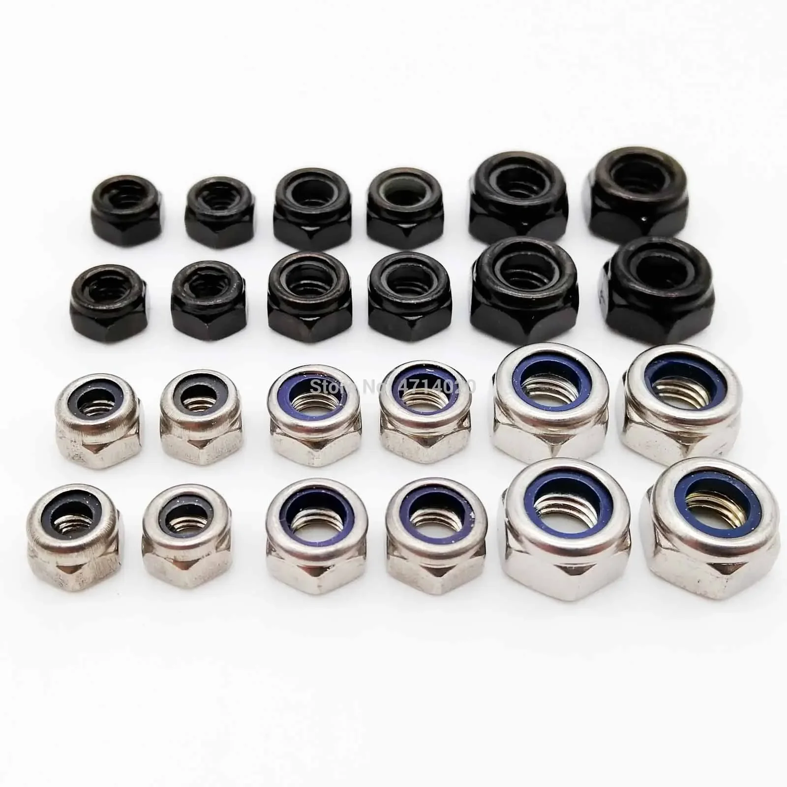 2/5/25pcs M2 M2.5 M3 M4 M5 M6 M8 M10 M12 M16 304 acciaio inossidabile nero esagonale inserto in Nylon controdado autobloccante Nylock controdado