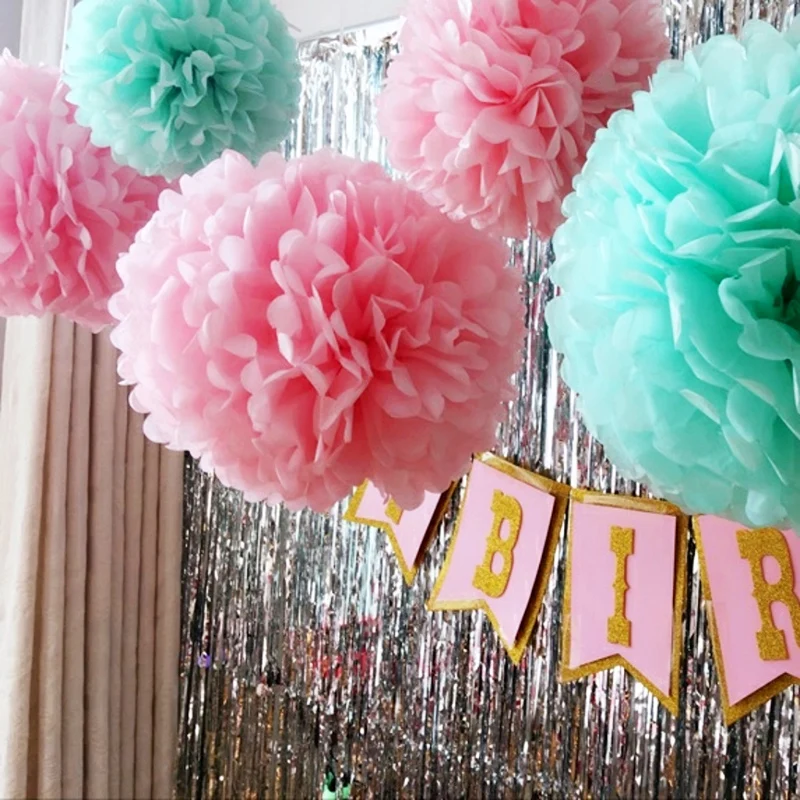 10PCS 4inch Tissue Paper Pom Poms Flower Balls for Wedding Decoration Baby Shower Bithday Christmas Party Supplies DIY Crafts