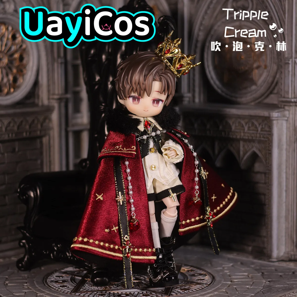 In Stock 1/12 1/8 BJD Doll Clothes Palace King Crown Cloak Gem Metal Chain Clothing Costume Suit Doll Accessories Anime Game To