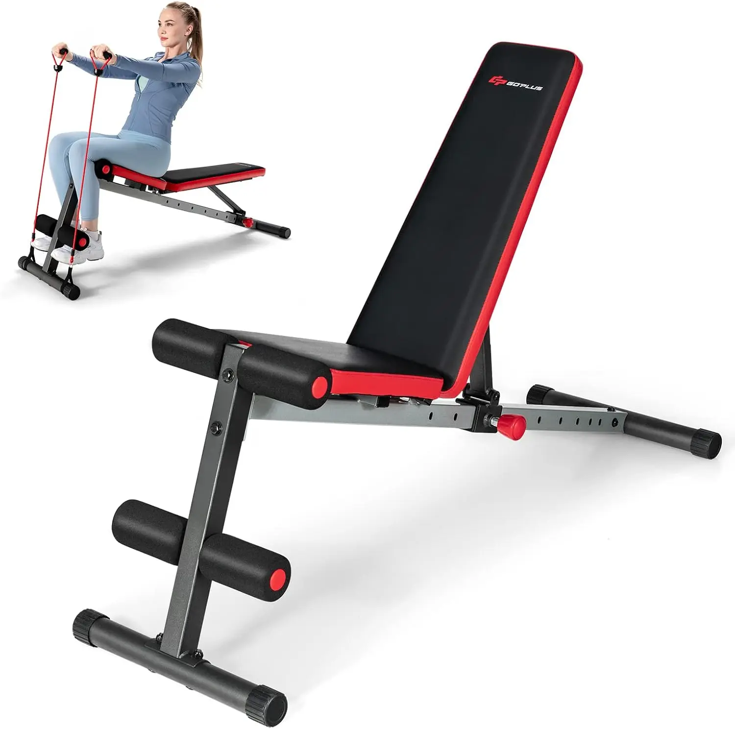 

Adjustable Utility Bench Workout Bench with 9-Level Adjustable Backrest Home Gym Incline Decline Sit up Bench for Full-body Exer