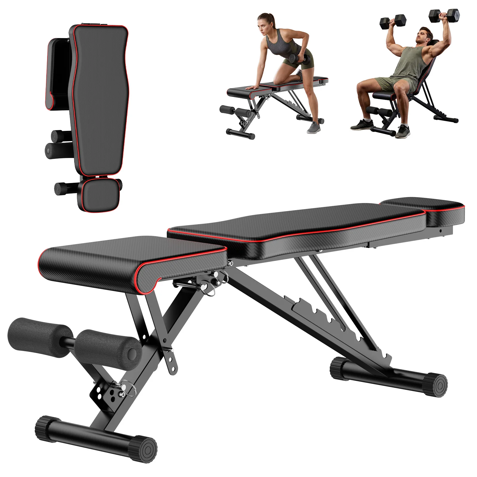 Panca multifunzionale pieghevole per esercizi di fitness, panca regolabile per allenamento con pesi, ideale per la palestra domestica, con 7 posizioni dello schienale, perfetta per tonificare i