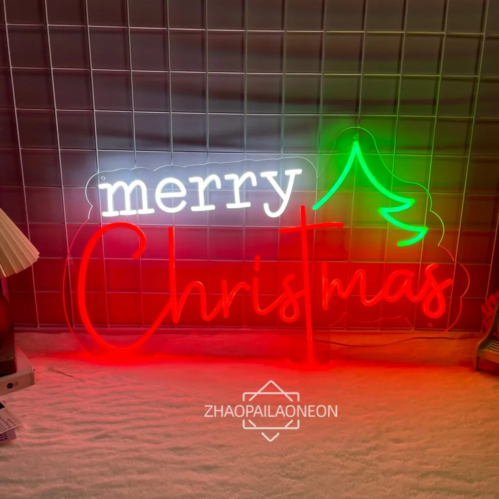 Merry Christmas Neon Sign Led Lighting Christmas Tree Neon Led Sign Christmas Gifts Shop Home Bar Party Christmas Decor USB Led