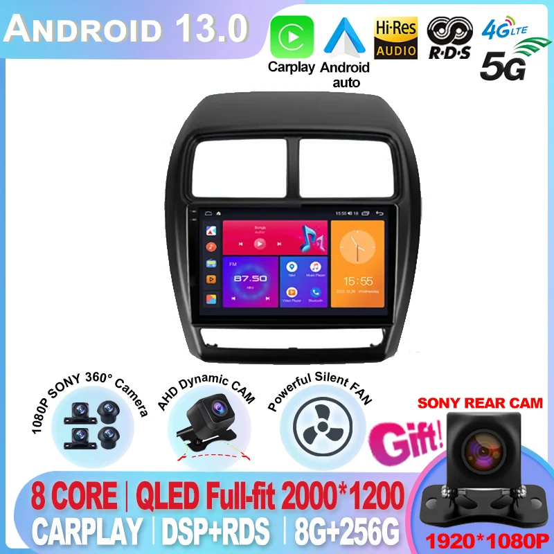 For Mitsubishi ASX 1 2016 2017 2018 2019 - 2022 Android 13 Android auto Car Radio Player DSP Carplay Multimedia Stereo No 2 din