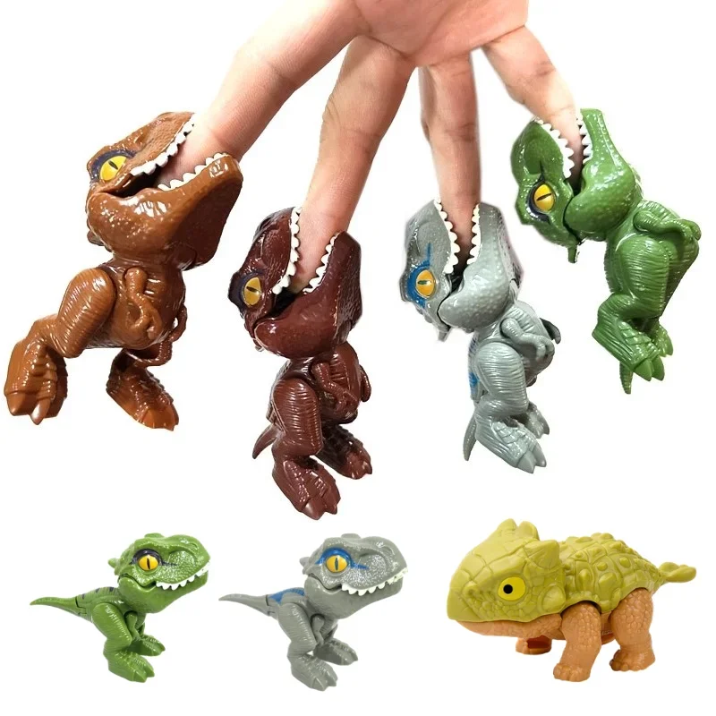 Jurassic Triceratops Tyrannosaurus Dinosaur Finger Model Toys for Kids Interactive Fun Biteable Creative Boys Gift Blind Box