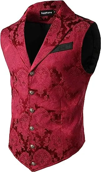 

New Men's Medieval Sle Vest loween Costume Retro Long Formal Vest Faionable Slim Fit Turn-Down Collar Youth Trend