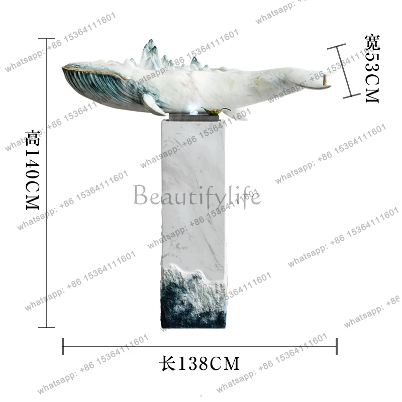 Modern floor-to-ceiling running water decoration resin handicraft fish ornament living room artesian fountain ornament