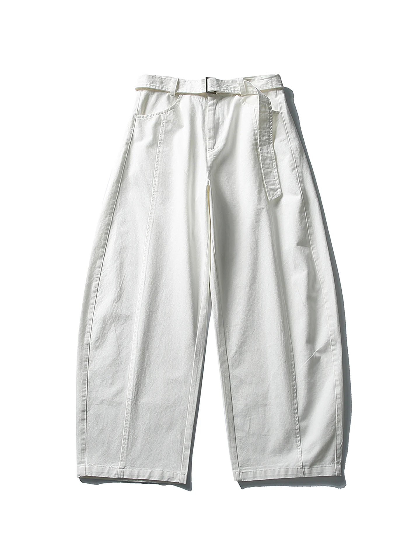 

Мужские брюки в американском ретро-стиле с декоративным поясом и карманами, свободные, широкие, длинные, молодежные, повседневные, хлопковые, весенние