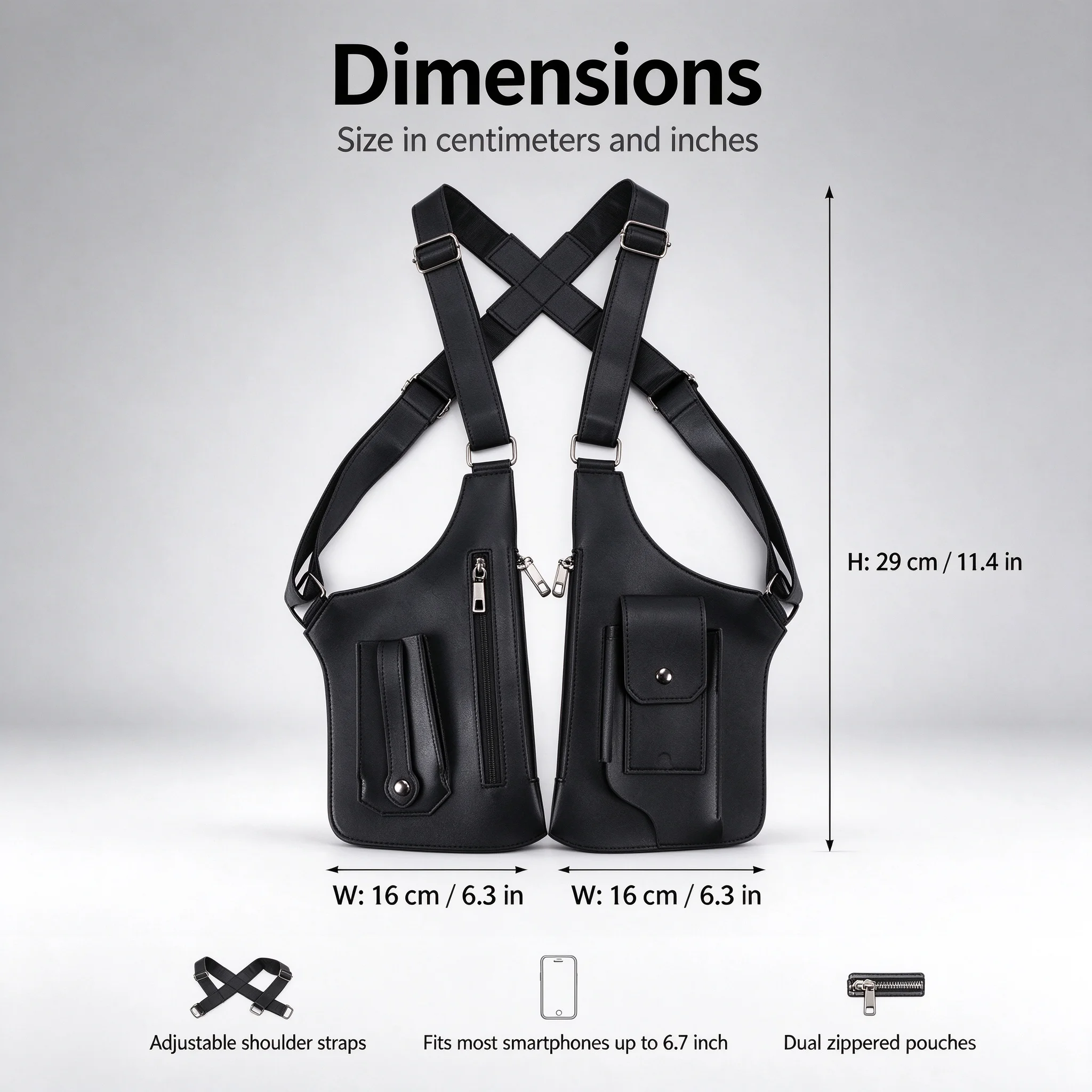 Echwear Multi-pocket Tactical Chest Harness Vest Bag PU Leather Shoulder Chest Rig for Outdoor Sports - view 4