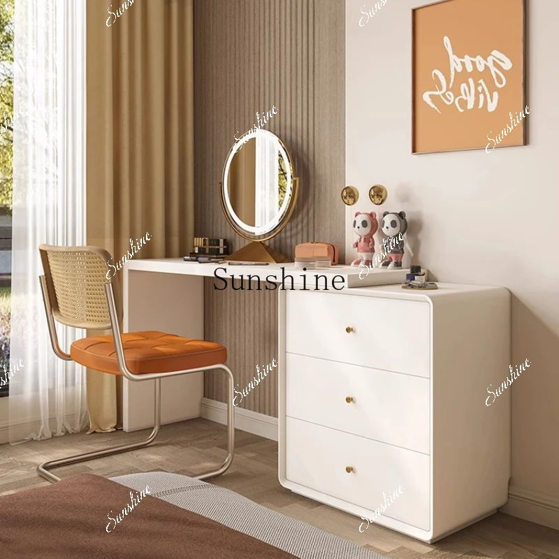 Cream wind solid wood chest integrated bedroom small apartment modern simple telescopic ultra-thin bedside makeup table  FT