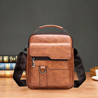 Vintage Leather Crossbody Bag for Men Multi-Function Small Shoulder Bag Casual Travel Sling Backpack