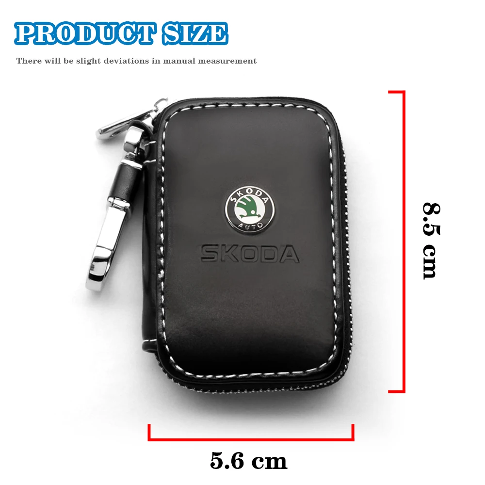 Car Leather Key Case styling Keychain Genuine Leather  Car Logo Key Chain Bag For Skoda Karoq Kamiq Fabia Yeti VRIS Octavia a5