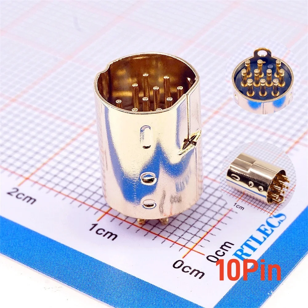 2 10 50 200 Pcs Mini Din Plug 9 10 PIN Circular Connector Male PCB Solder Through Holes Machined Terminals Gold Plated