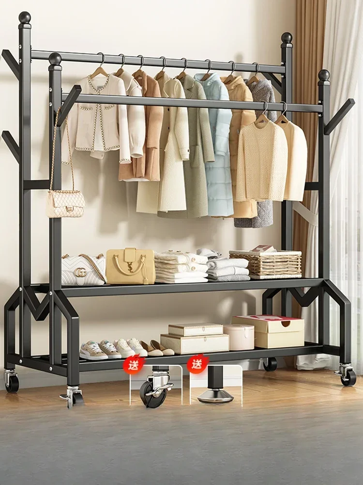 Hanging hangers, floor-to-ceiling, bedrooms, household drying racks, indoor mobile simple coat racks, balcony pole type cool clo