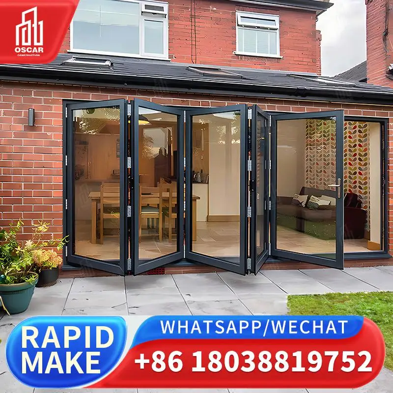 

Настраиваемая высокопроизводительная алюминиевая дверь-гармошка для европейских коммерческих помещений, прямая алюминиевая складная дверь с фабрики