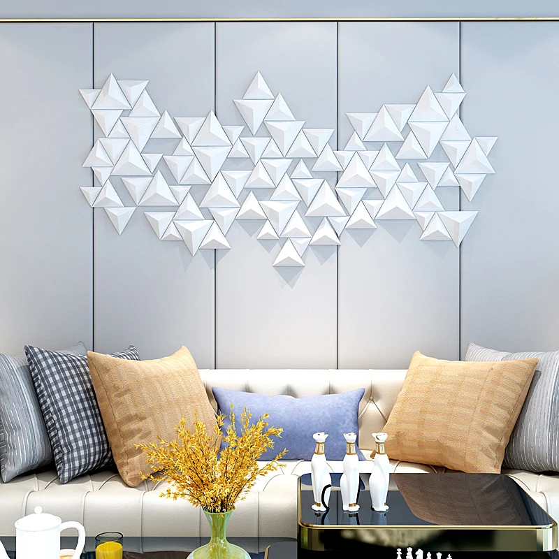 Three-dimensional Triangle Metal Wall Decoration Home Creative Wall Pendant Living Room Wall Decoration Wrought Iron Decoration