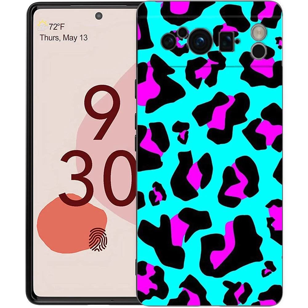 Leopard Print Pattern Phone Case For Google Pixel 8 7 6 Pro 6A 7A 5G Soft Silicone Shockproof TPU Black Cover Fundas