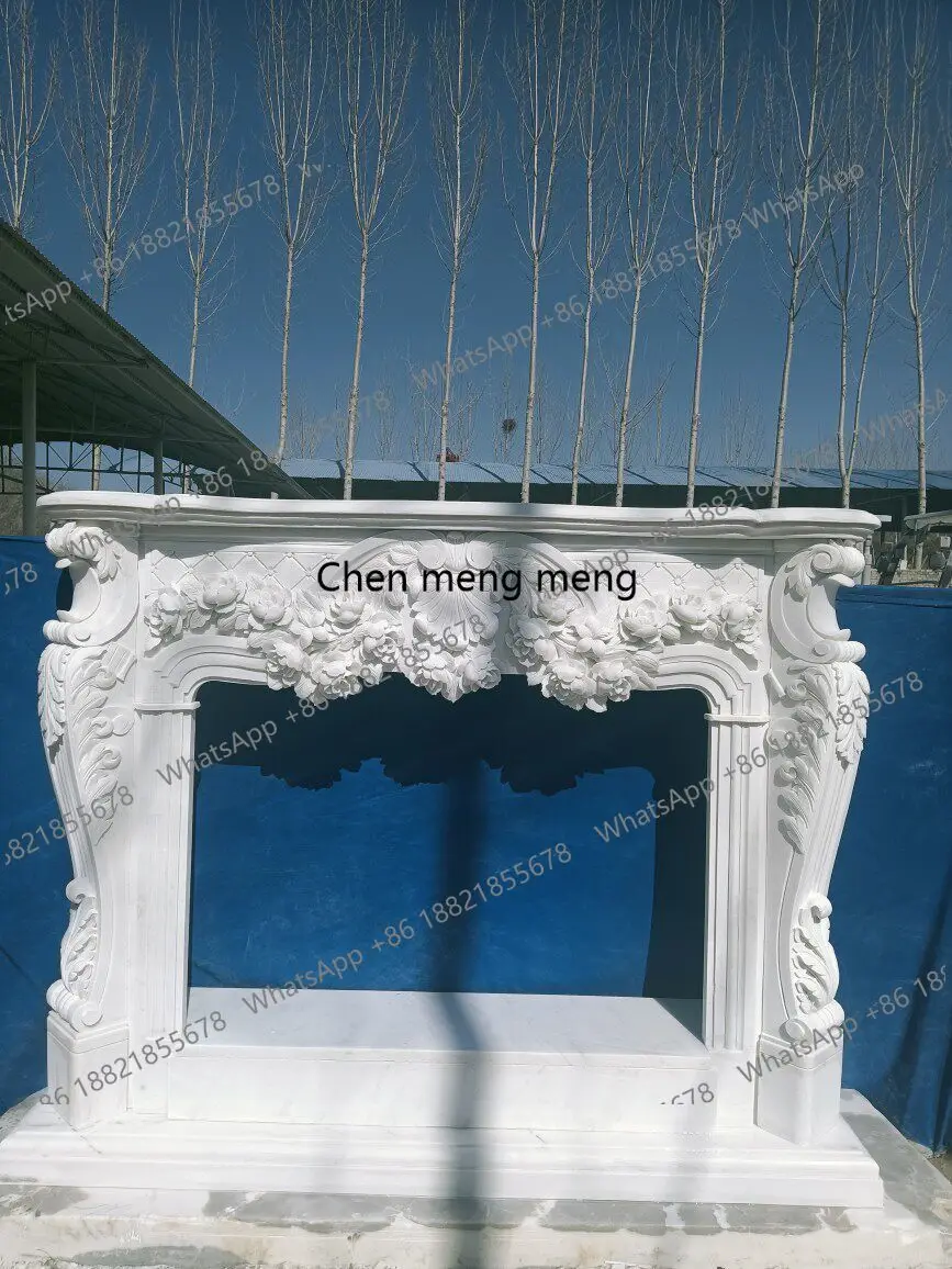 French Fireplace Marble, Custom, Living Room Background Wall Fireplace Decorative Cabinet
