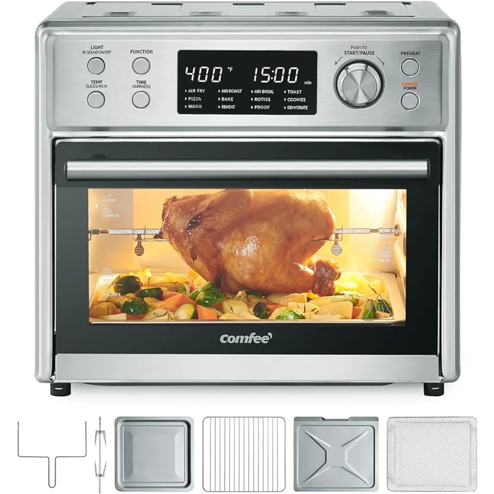 

COMFEE' Toaster Oven Air Fryer Combo, 12-in-1 Air Fryer Oven with Rotisserie, 6 Slice Toast 12' Pizza, Double Layer