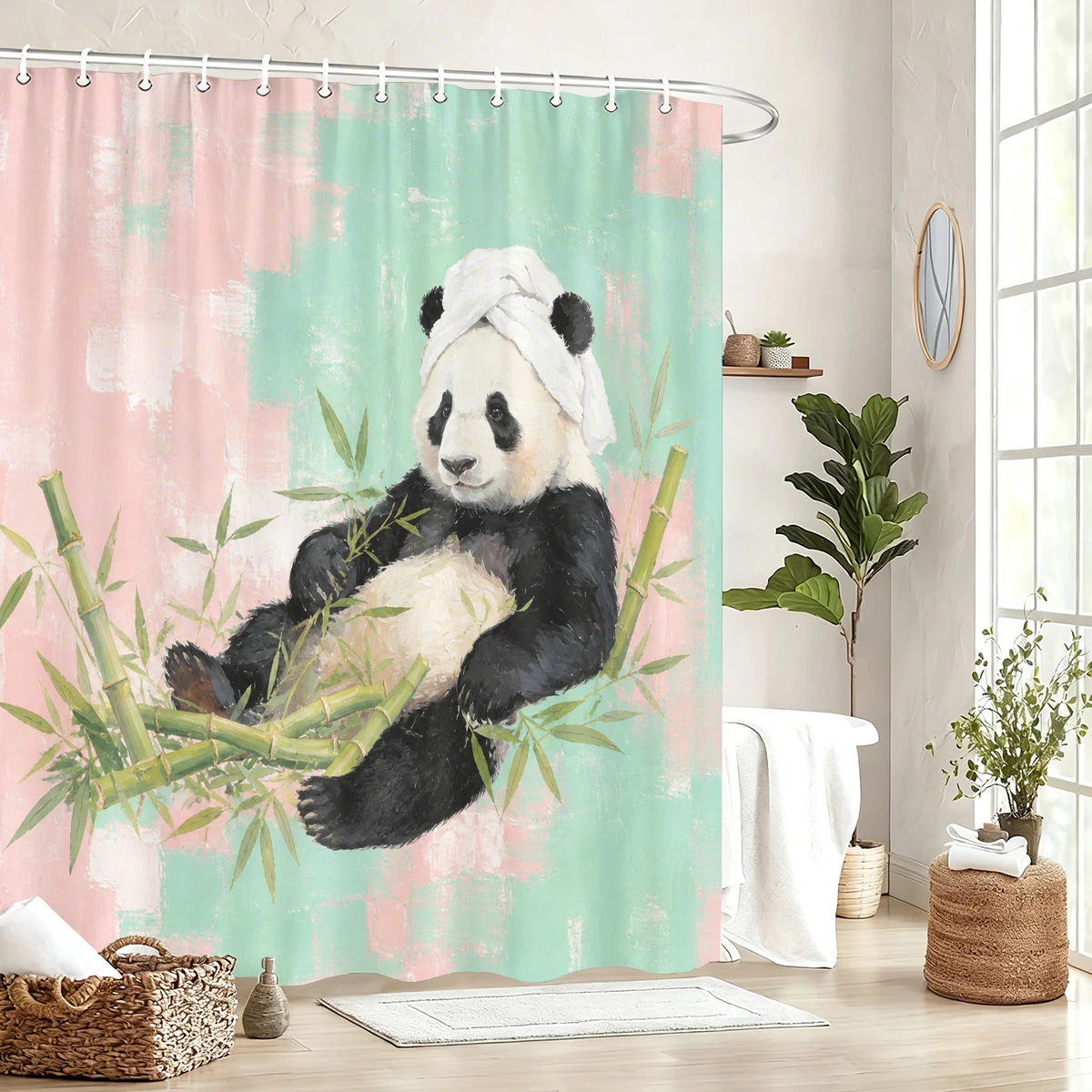 cortina-de-banheiro-de-poliester-com-padroes-vibrantes-cortina-de-chuveiro-estilosa-com-designs-florais-de-Agua-viva-e-de-panda-para-decoracao-de-banheiro