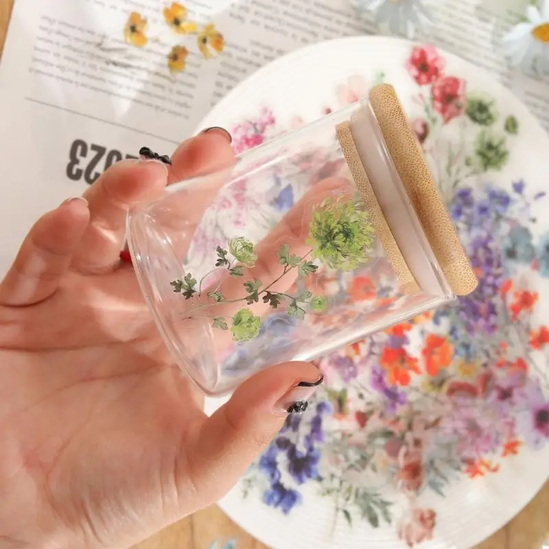 Y5LB 50Pcs Decorative PET Sticker Flower Sticker for Water Bottle Scrapbooking