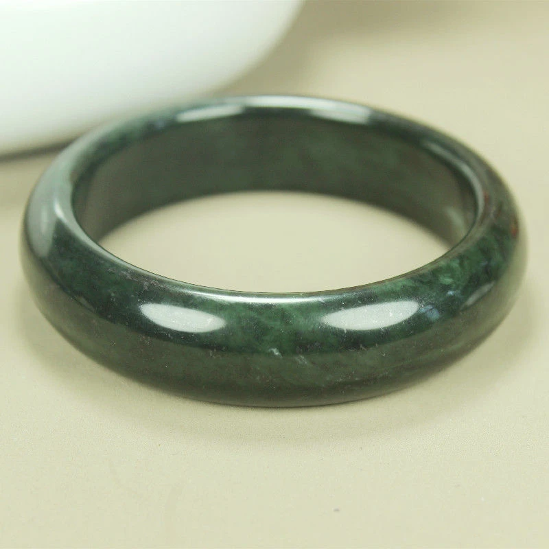 

Natural Tibetan Jade Medicinal King Stone Jade Bracelet Women's Dark Green