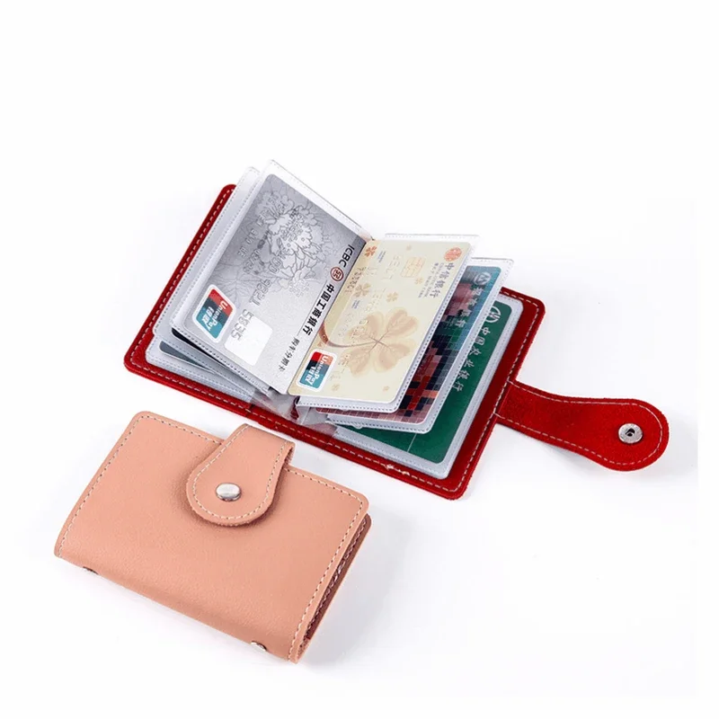 1PC Women Men Leather 26 Slots ID Credit Card Holders RFID Blocking Wallet Case Pocket Bag