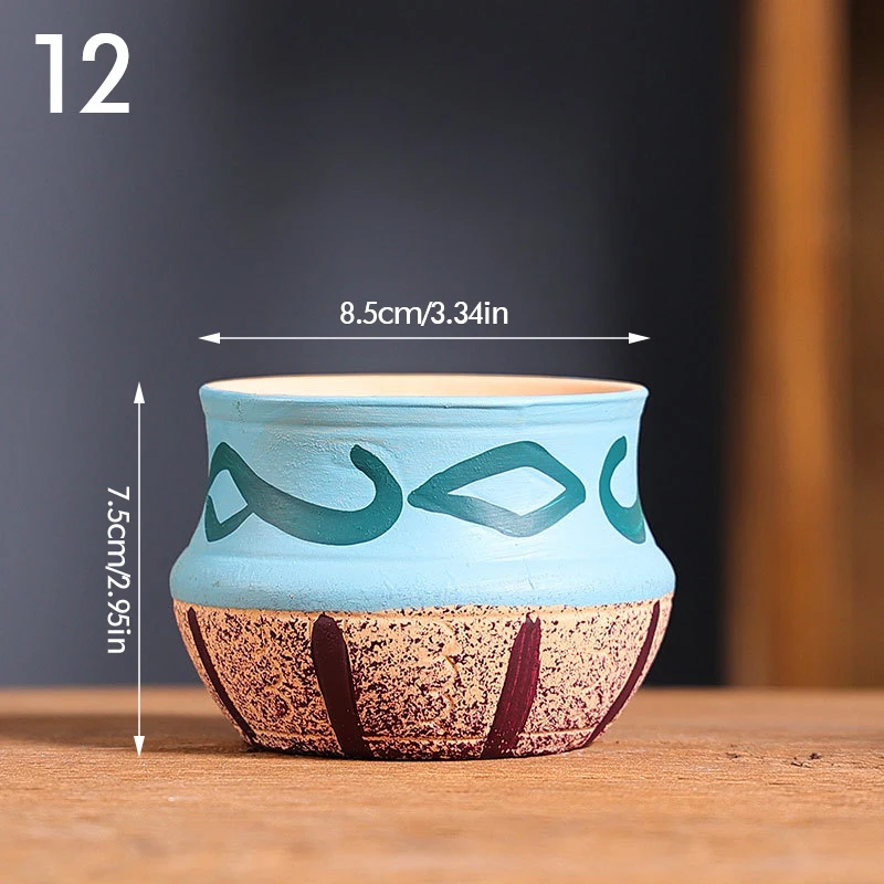 البحر الأبيض المتوسط نمط اناء للزهور الرجعية الأحمر الفخار أواني الزهور خمر المطبوعة الإبداعية السيراميك عصاري المزارعون داخلي في الهواء الطلق