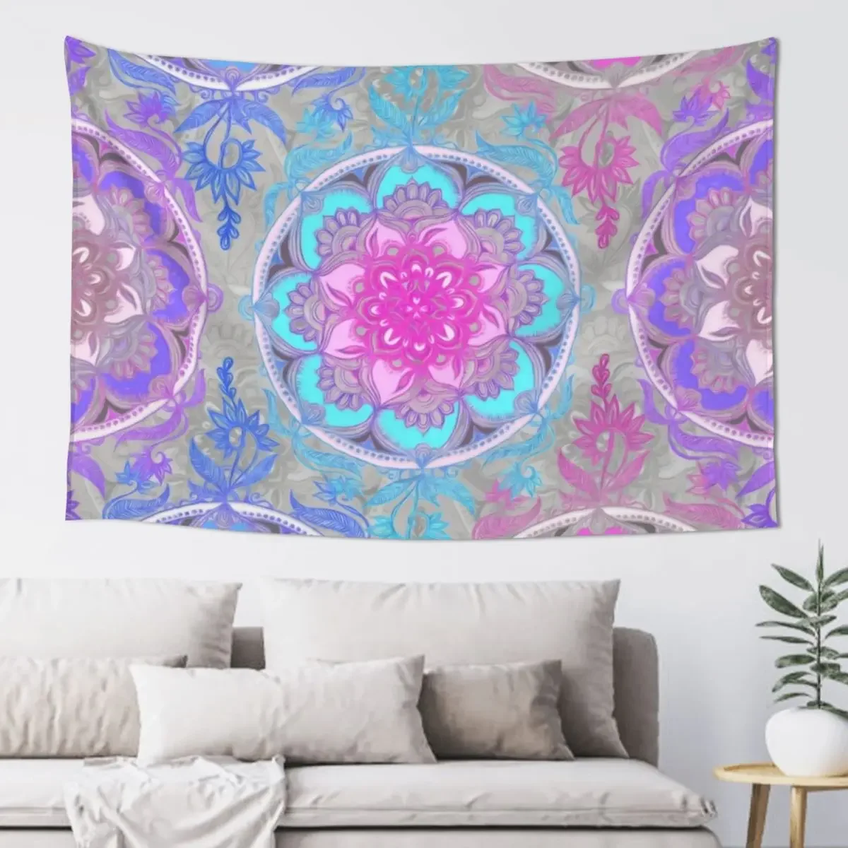 

Pink, Purple and Turquoise Super Boho Medallions Tapestry Bedroom Decorations Wall Deco Tapestry