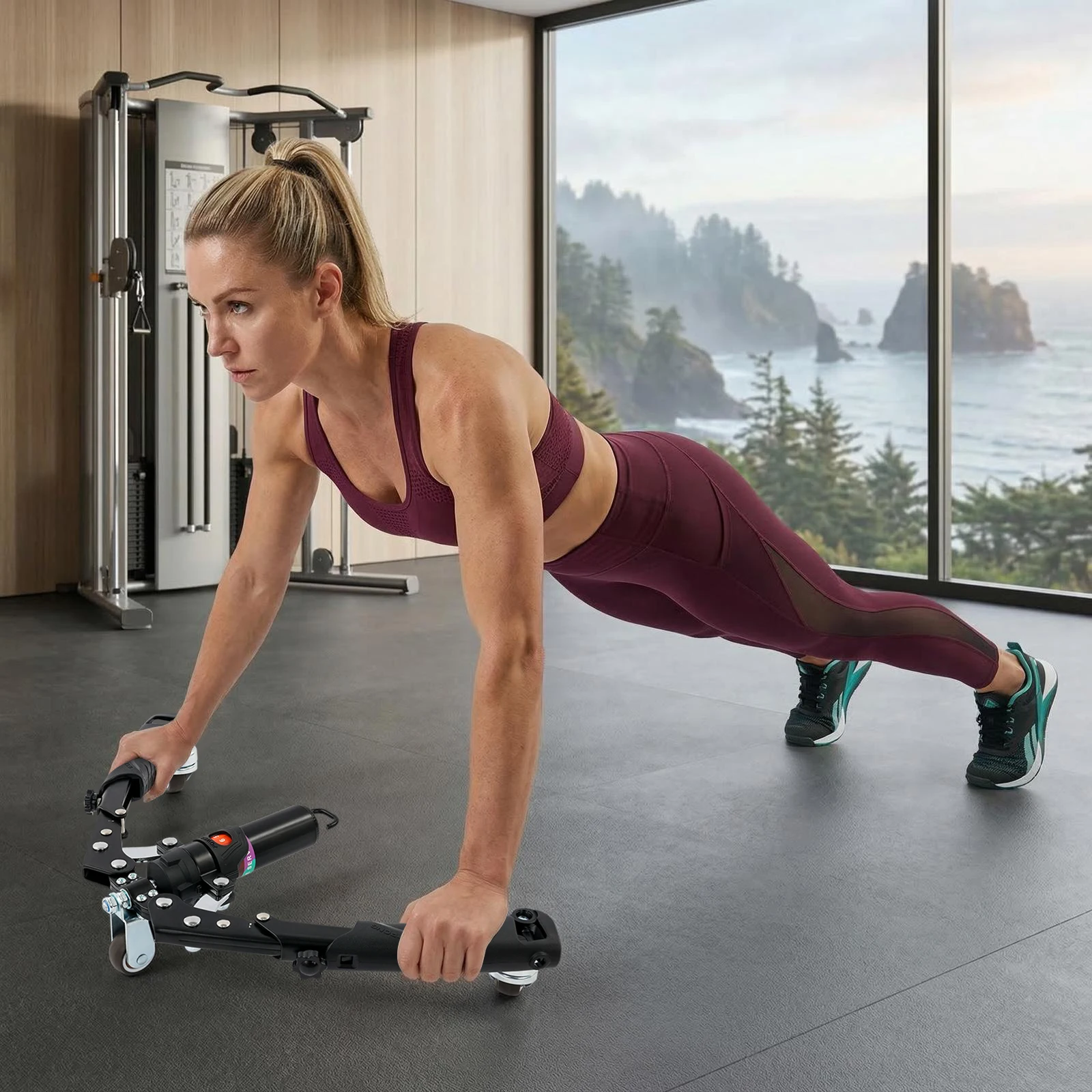 Hydraulic Power Twister 25 Levels Adjustable Arm Chest Back Abdominal Trainer Carbon Steel Home Gym Strength Training Equipment With 3 Wheels